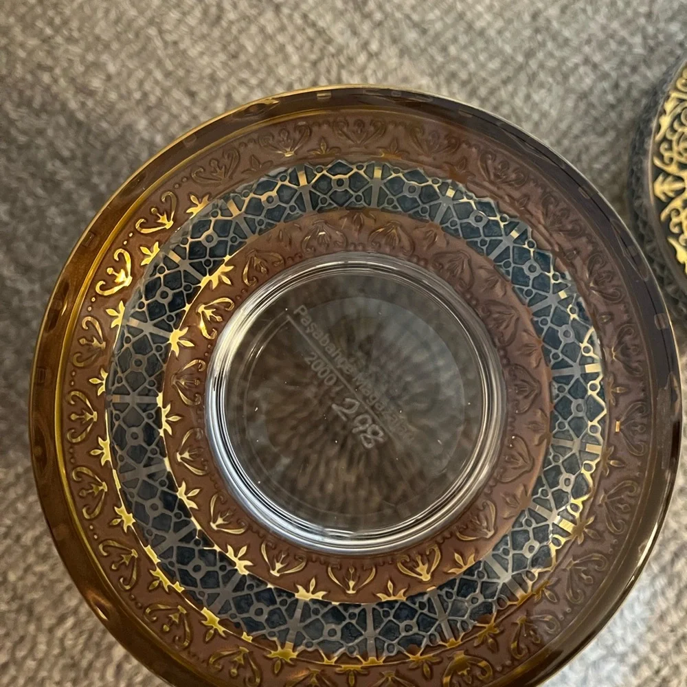 Pasabahce Mağazaları Gold Turkish Sugar Bowl Glass Limited Edition HandPainted